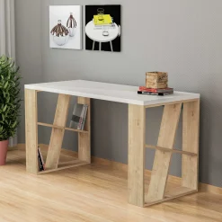 Emob Schreibtisch Honey - 100% MELAMINE - Weiß - 140 x 75 x 60 cm