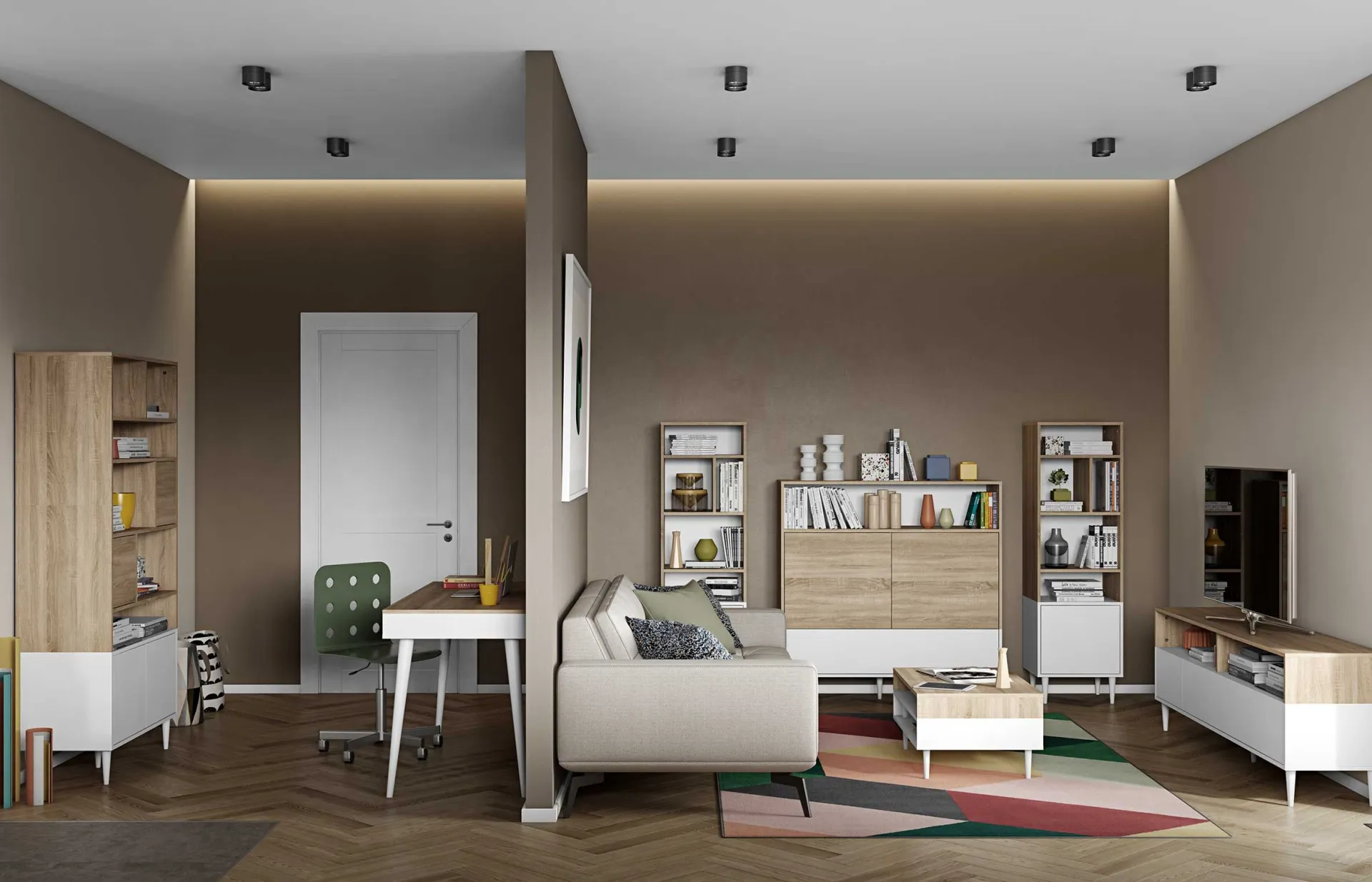 Temahome Schreibtisch Horizon 134cm - Eiche/Weiß