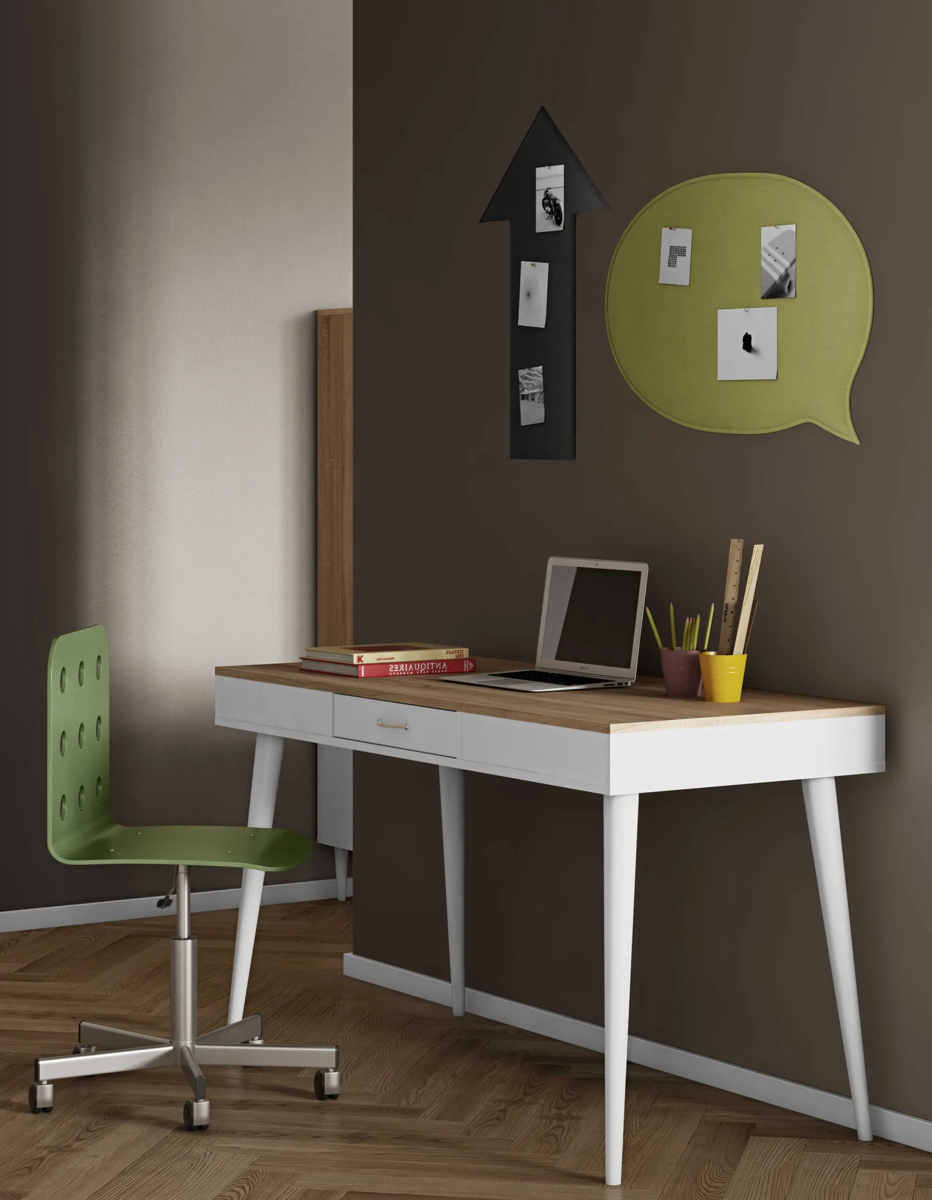 Temahome Schreibtisch Horizon 134cm - Eiche/Weiß