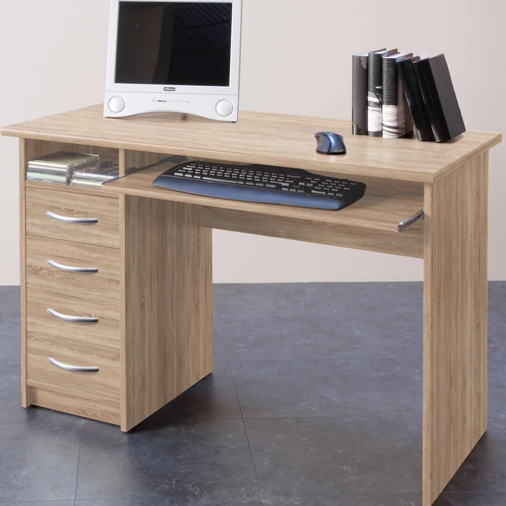 Emob Schreibtisch Jils 110cm mit 4 Schubladen - Eiche