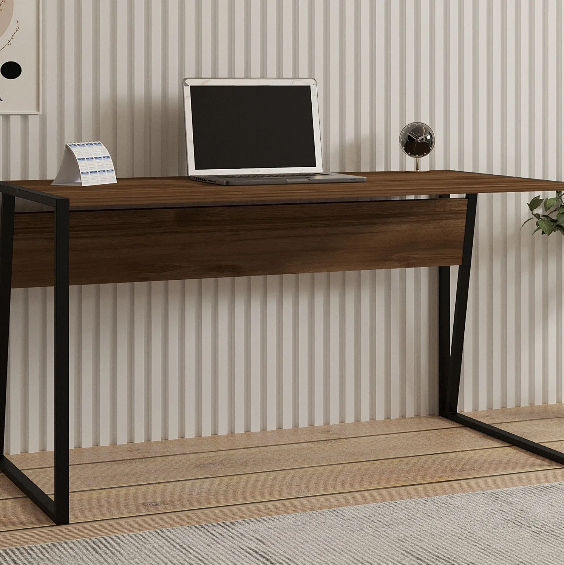 Emob Schreibtisch Kemer - 100% MELAMINE - Nussbaum - 140 x 74 x 70 cm