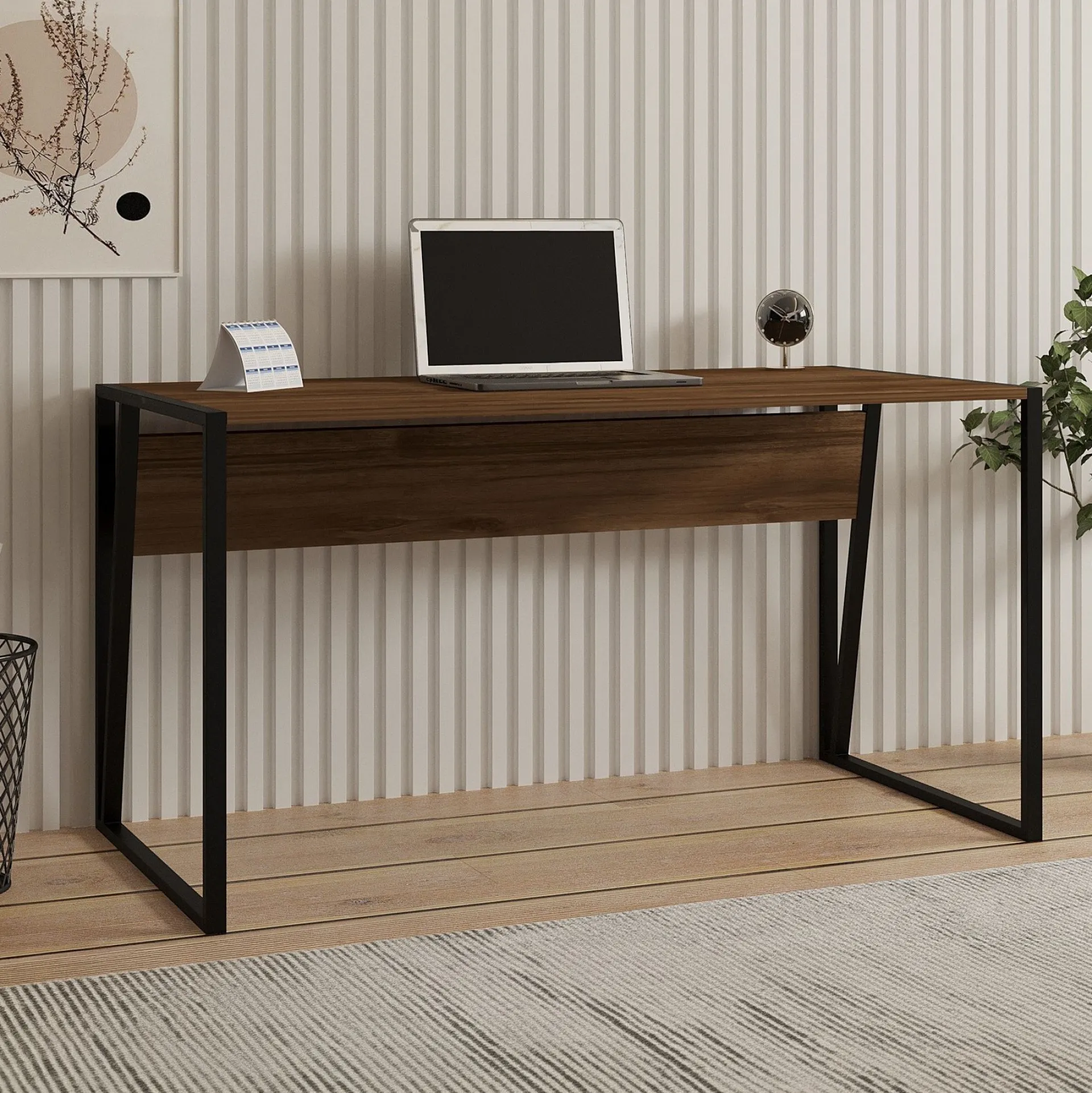 Emob Schreibtisch Kemer - 100% MELAMINE - Nussbaum - 140 x 74 x 70 cm