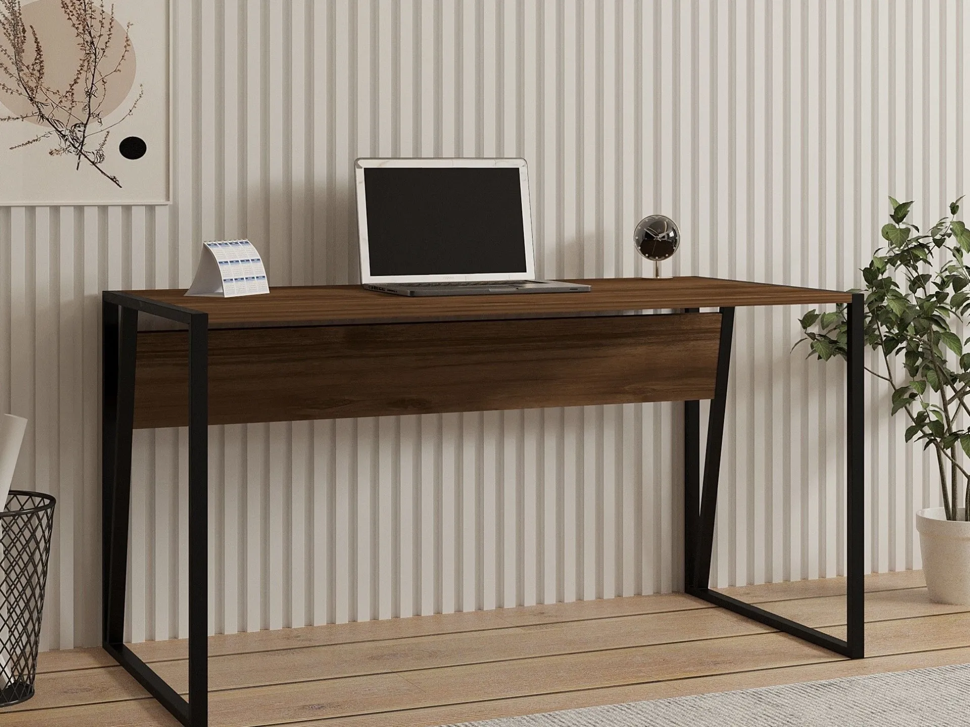 Emob Schreibtisch Kemer - 100% MELAMINE - Nussbaum - 140 x 74 x 70 cm