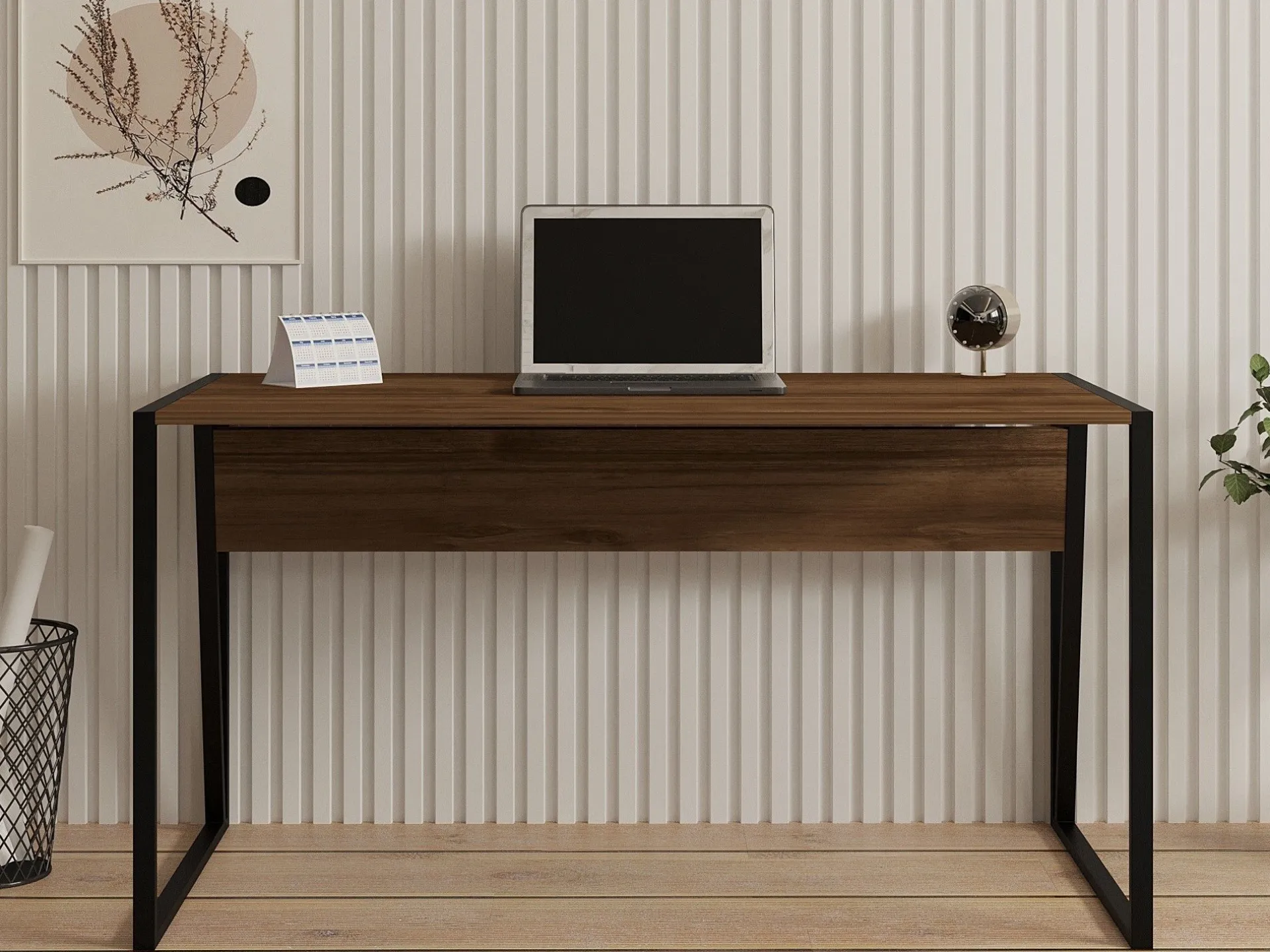 Emob Schreibtisch Kemer - 100% MELAMINE - Nussbaum - 140 x 74 x 70 cm