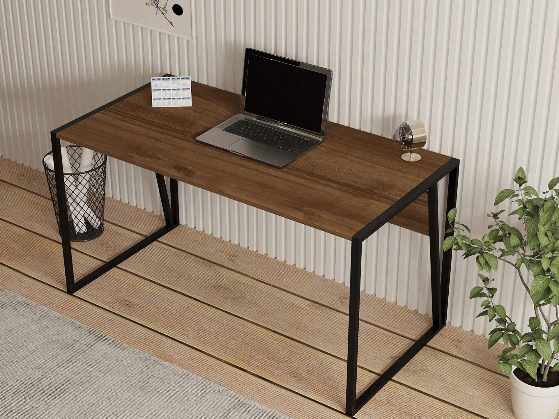Emob Schreibtisch Kemer - 100% MELAMINE - Nussbaum - 140 x 74 x 70 cm