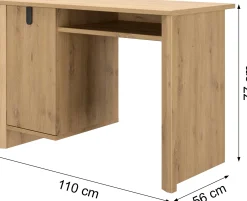 Gautier - Gami Schreibtisch Lugano | 110 x 56 x 77 cm | Design Artisan Oak