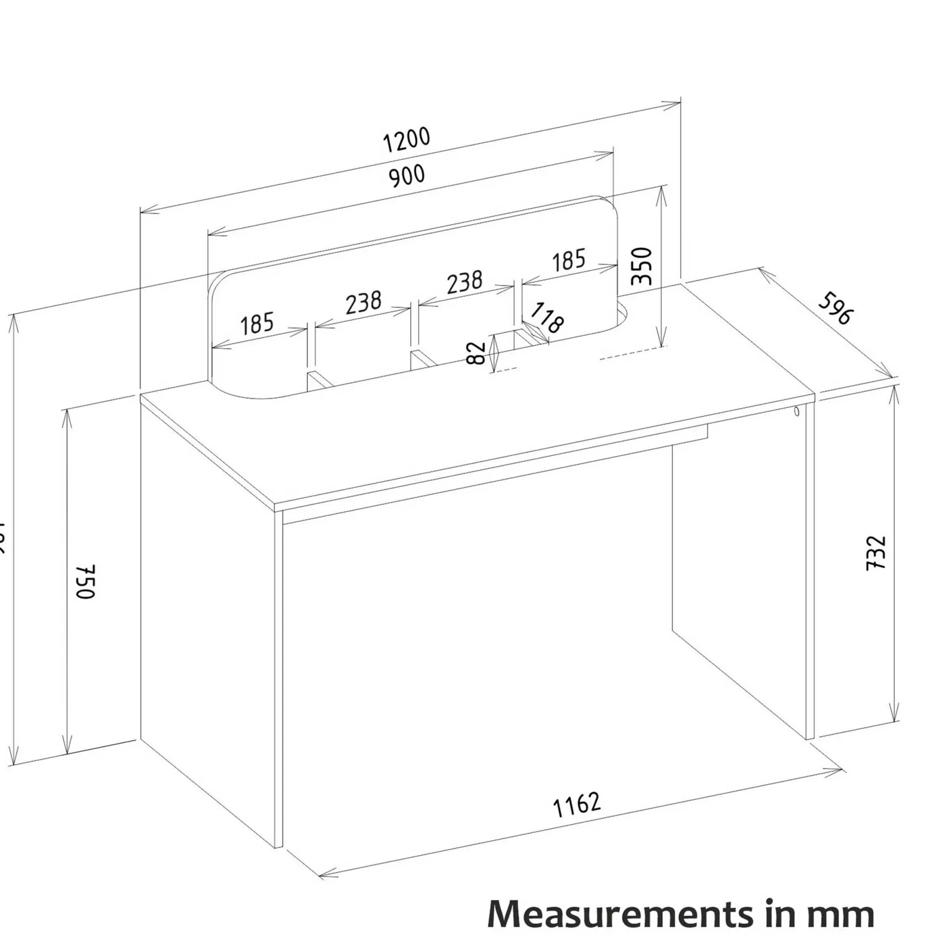 Emob Schreibtisch Maris - 120x60x98cm - mit Stauraum - Eiche Dekor/Weiß