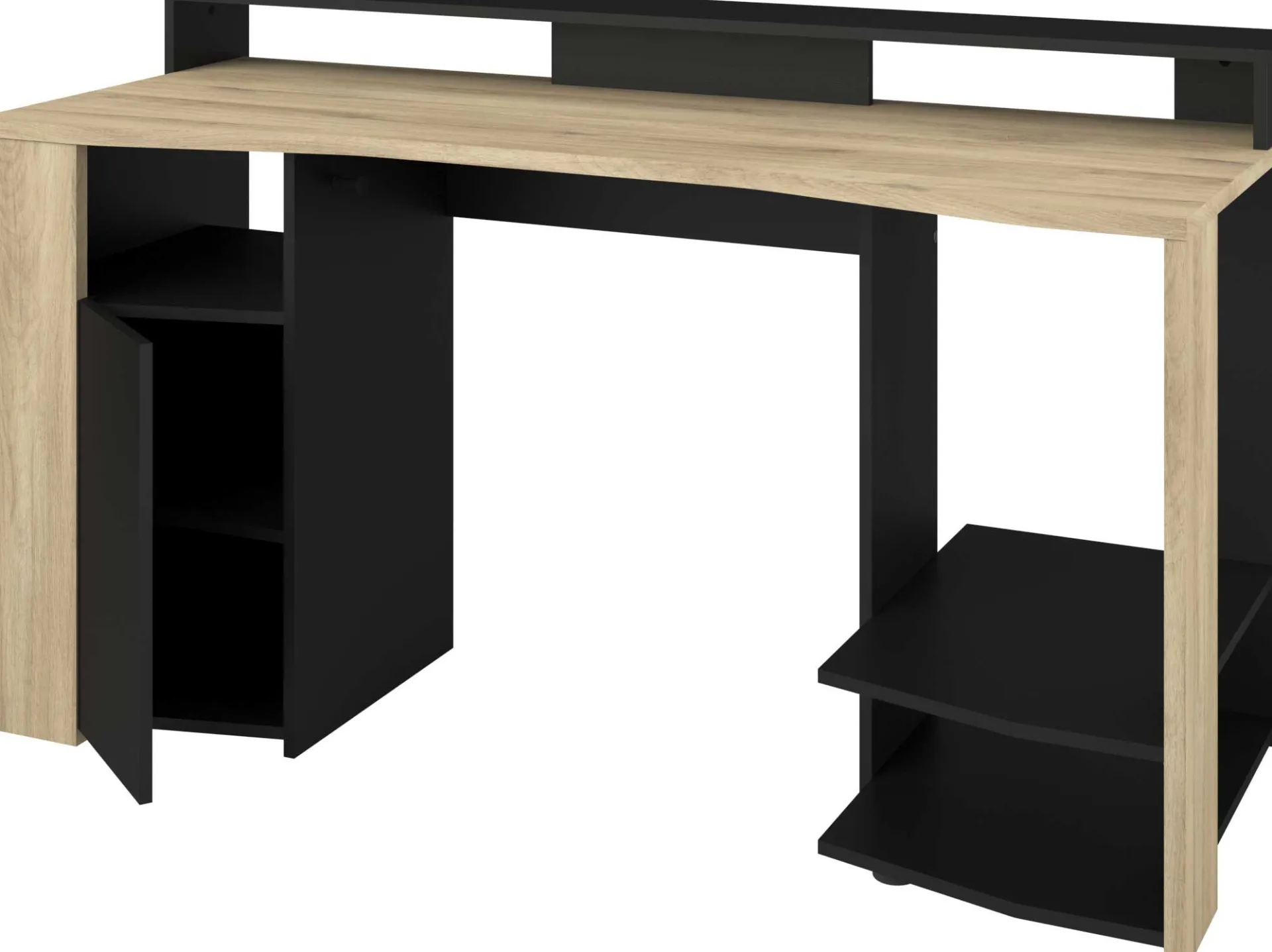 Parisot Schreibtisch Meta - 152x61x87cm - mit LED-Beleuchtung - Eiche Dekor/schwarz