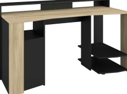 Parisot Schreibtisch Meta - 152x61x87cm - mit LED-Beleuchtung - Eiche Dekor/schwarz