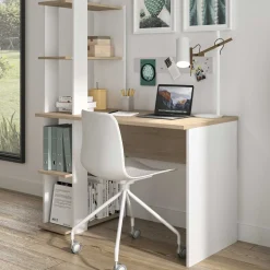 Gautier - Diagone Schreibtisch mit Aufbewahrungsschrank Homy | 115 x 60 x 148 cm | Châtaignier Design
