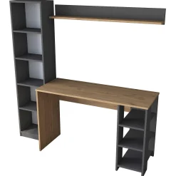 Kinder Emob Schreibtisch mit Bücherregal HA125 - 100% MELAMINE - Nussbaum - 160 x 161,8 x 45 cm