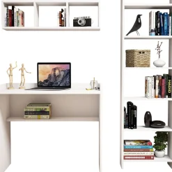 Emob Schreibtisch mit Bücherregal Matilda - 100% MELAMINE - - 90 x 160 x 58 cm