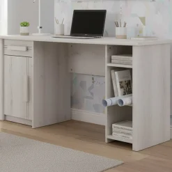 Kinder Gautier - Gami Schreibtisch Morris 136cm mit 1 Tür, 1 Schublade und 3 Fächern - gebleichte Helvezia-Eiche