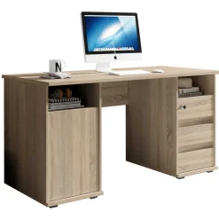 Emob Schreibtisch Primos 145cm mit 3 Schubladen und 1 Tür - Eiche