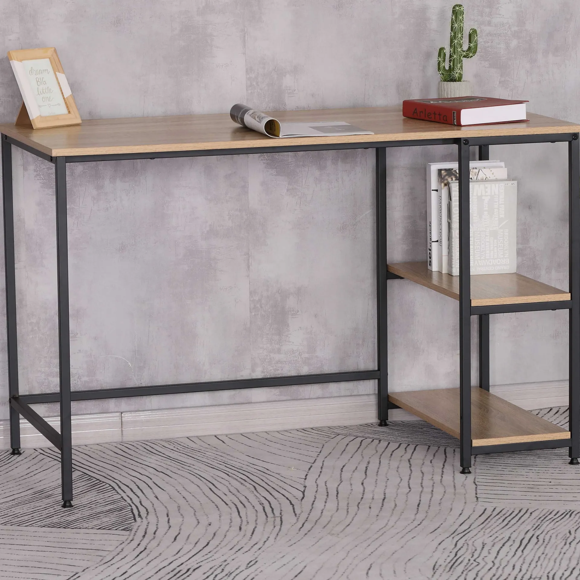 Rousseau Schreibtisch Riko 120cm mit 2 Ablagen - schwarz/braun