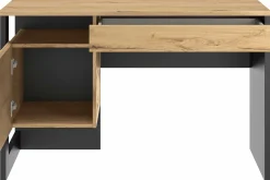 Gautier - Diagone Schreibtisch Rush 119cm, 1 Tür und 1 Schublade - Eiche Dekor/schwarz