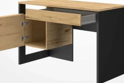 Gautier - Diagone Schreibtisch Rush 119cm, 1 Tür und 1 Schublade - Eiche Dekor/schwarz