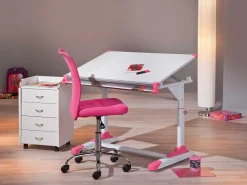 Kinder Interlink Schreibtisch Tamara mit kippbarer Tischplatte - Grün/Rosa