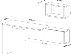 Emob Schreibtisch Tiff - 100% MELAMINE - Weiß - 145 x 74 x 45 cm