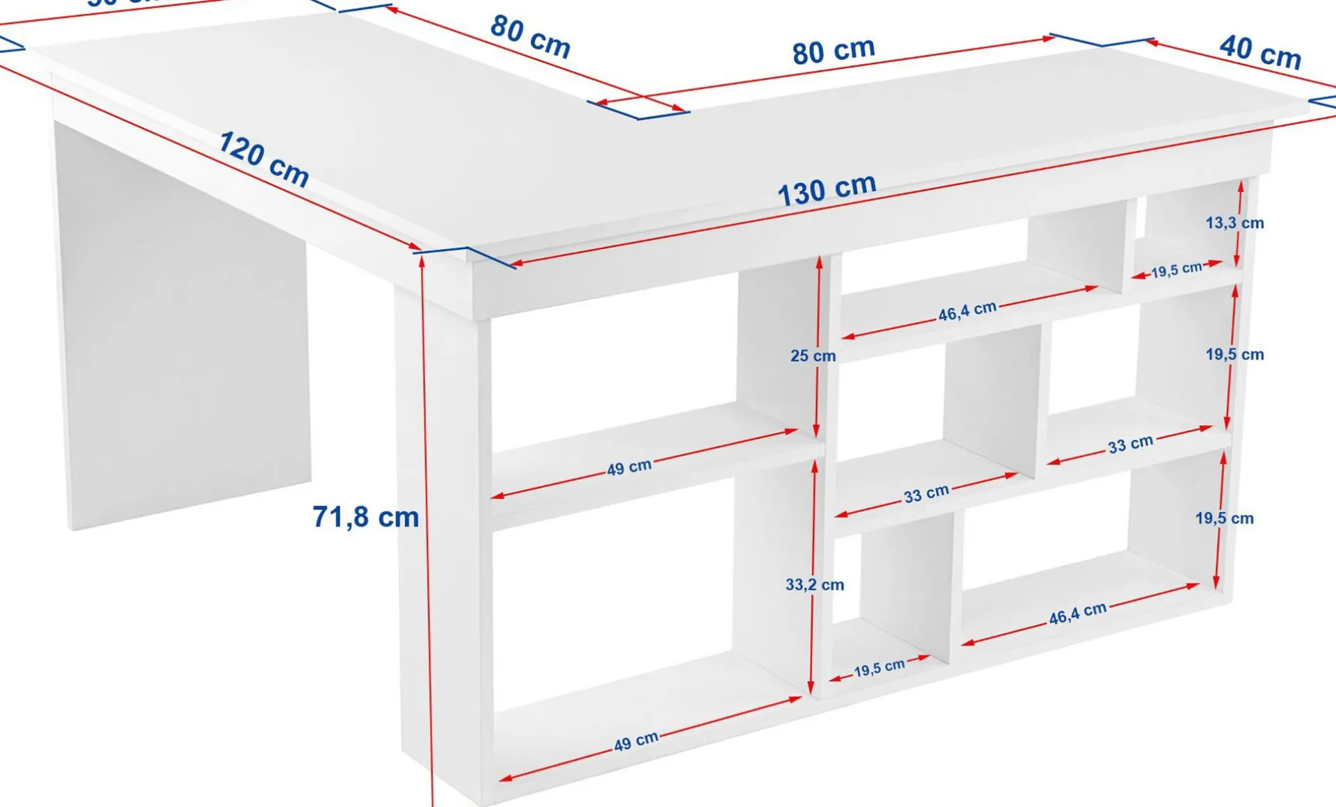 Emob Schreibtisch Vesper - 100% MELAMINE - Walnuss - 72 x 120 x 130 cm