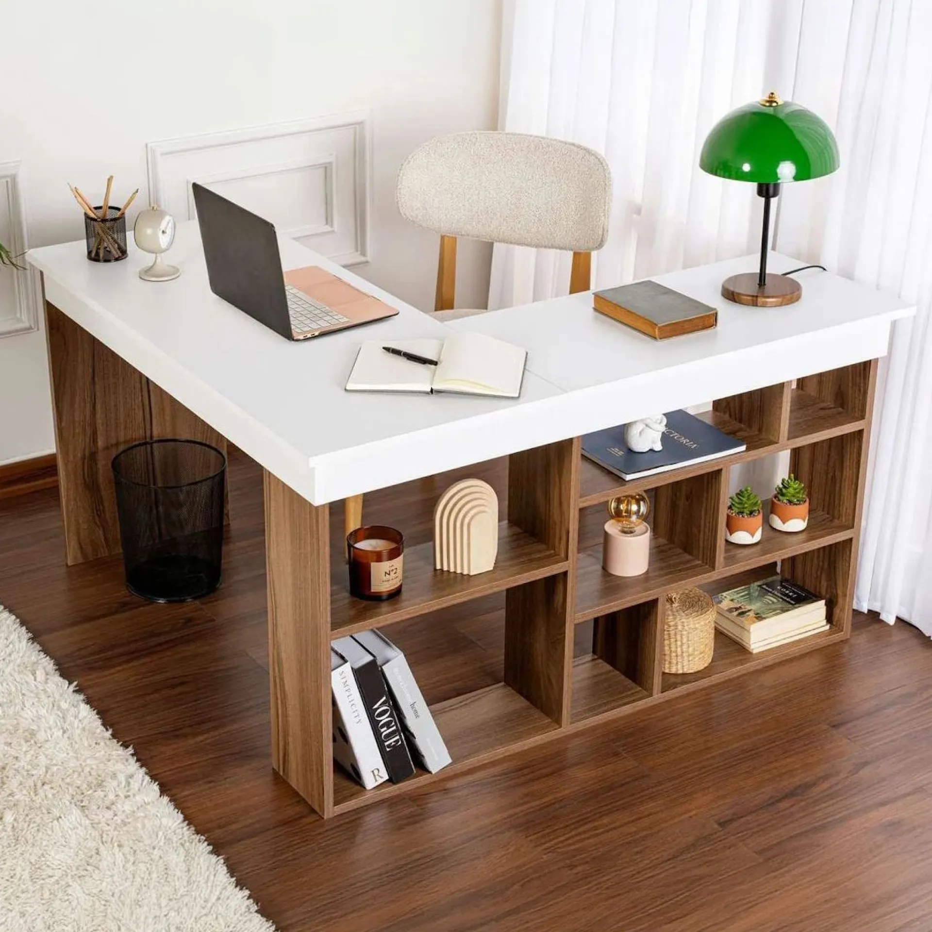 Emob Schreibtisch Vesper - 100% MELAMINE - Walnuss - 72 x 120 x 130 cm