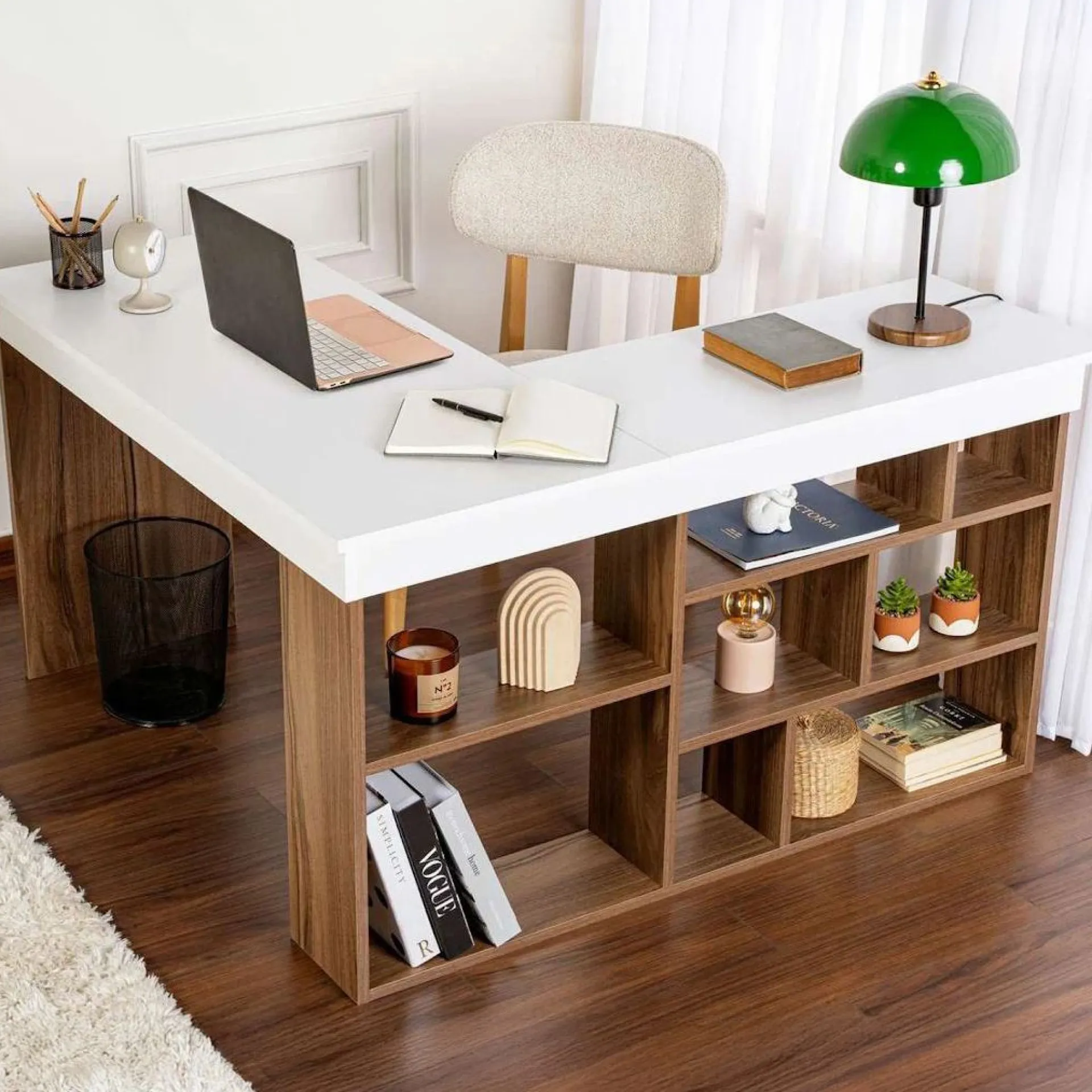 Emob Schreibtisch Vesper - 100% MELAMINE - Walnuss - 72 x 120 x 130 cm