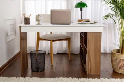 Emob Schreibtisch Vesper - 100% MELAMINE - Walnuss - 72 x 120 x 130 cm