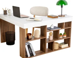 Emob Schreibtisch Vesper - 100% MELAMINE - Walnuss - 72 x 120 x 130 cm