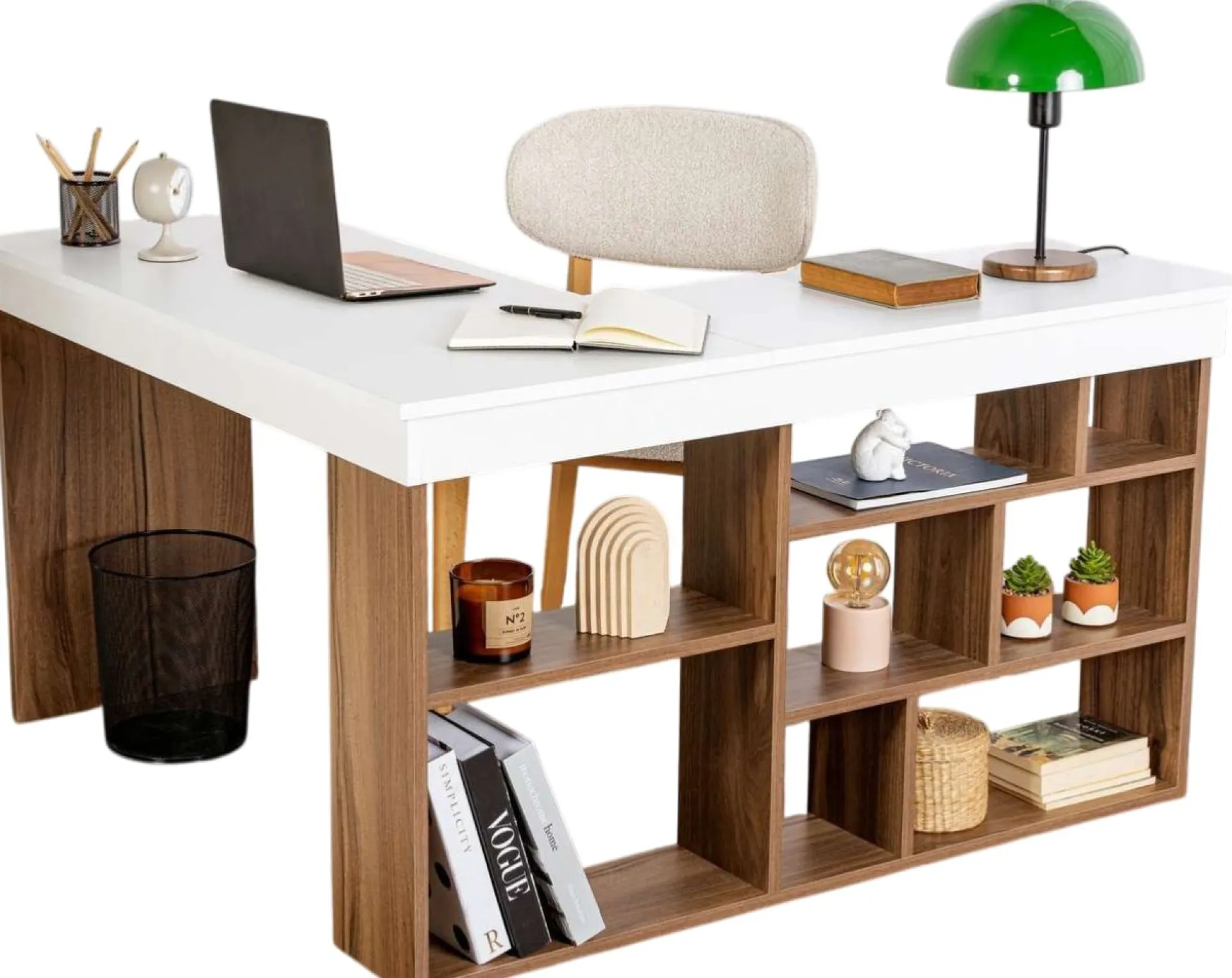 Emob Schreibtisch Vesper - 100% MELAMINE - Walnuss - 72 x 120 x 130 cm