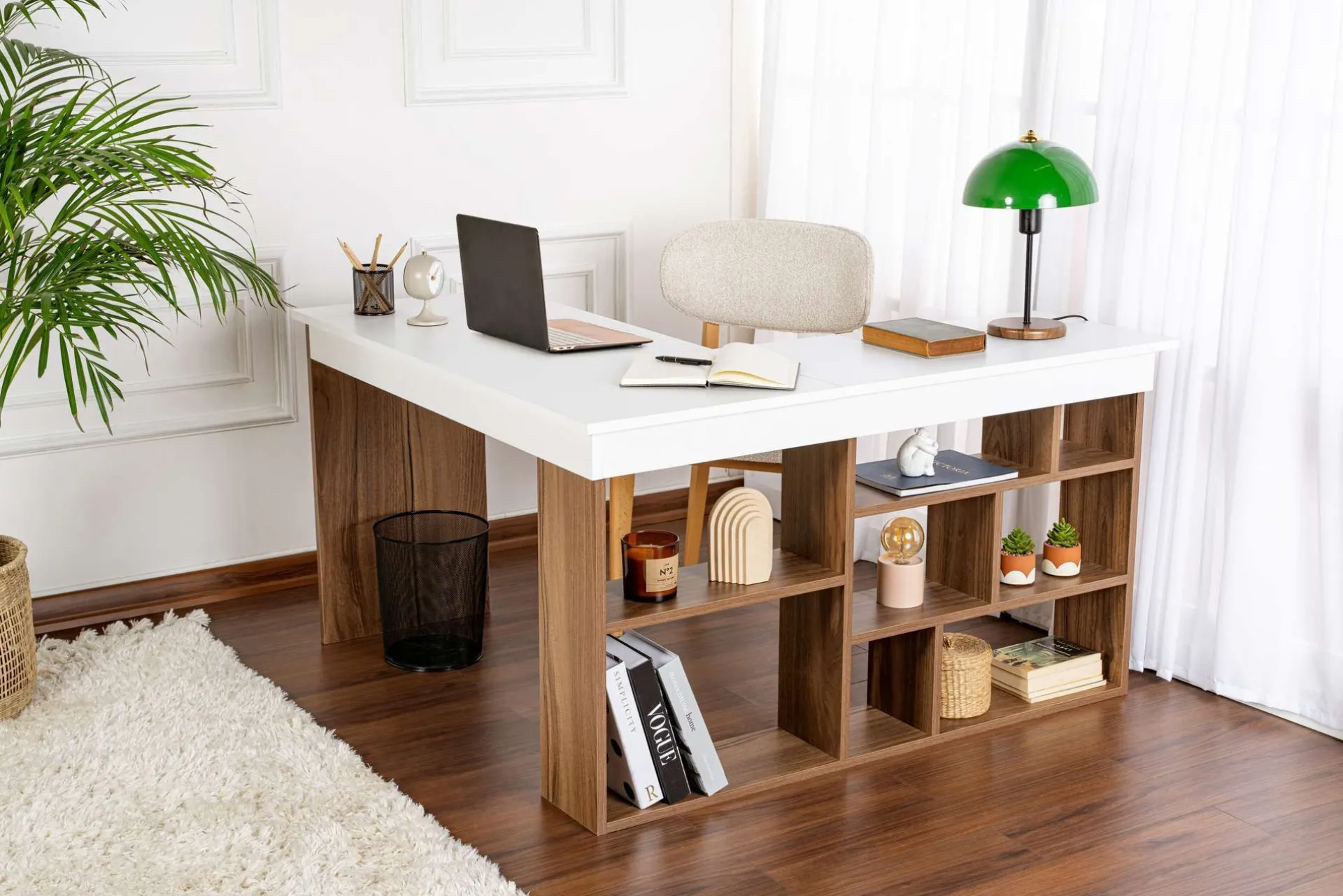 Emob Schreibtisch Vesper - 100% MELAMINE - Walnuss - 72 x 120 x 130 cm