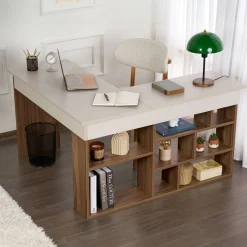Emob Schreibtisch Vesper - 100% MELAMINE - Kaschmir - 72 x 120 x 130 cm