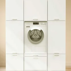 Schränke für Waschküche Linea - 167x67x200cm - 7 Türen und 2 Schubladen - weiß