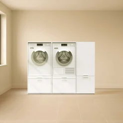 Schränke für Waschküche Linea - 183x67x142cm - 2 Türen und 2 Schubladen - weiß