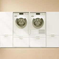 Schränke für Waschküche Linea - 233x67x142cm - 4 Türen und 2 Schubladen - weiß
