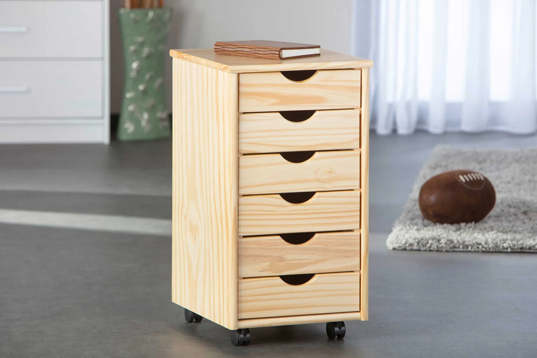Schubladenelement Lena Holz auf Rädern - Kiefer