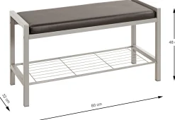 Schuhbank Steven - 80x32x48 cm - Kunstleder/Weiß