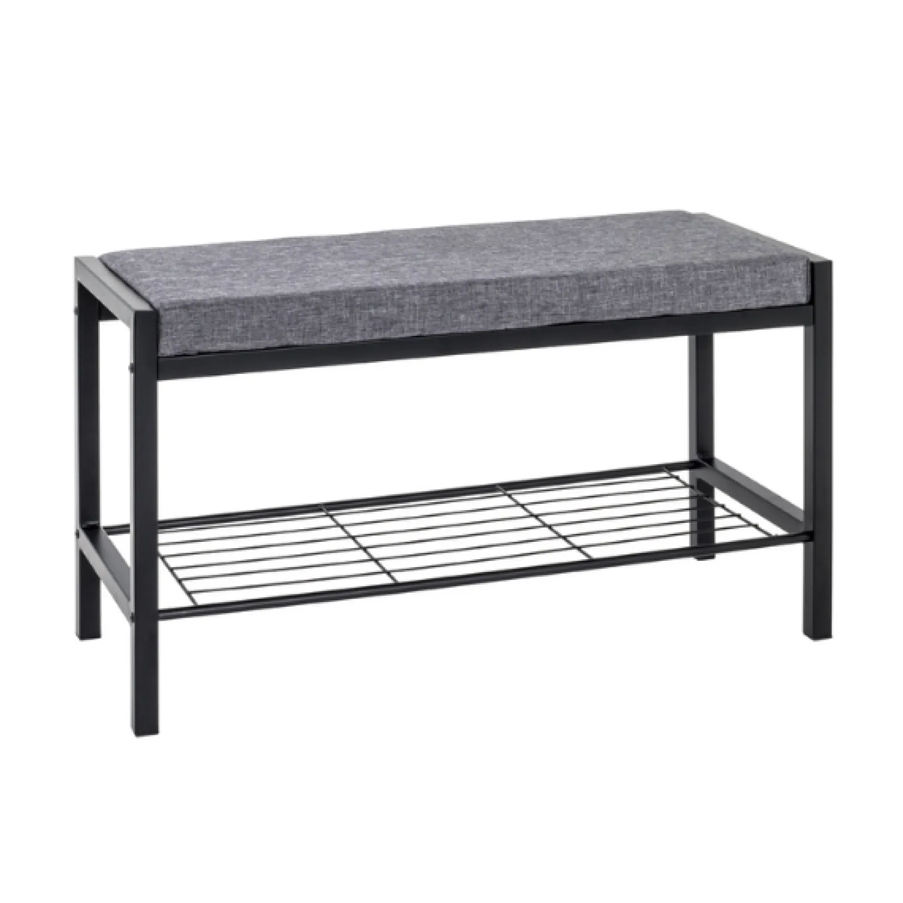 Schuhbank Steven - 80x32x48 cm - PET-Stoff/Schwarz