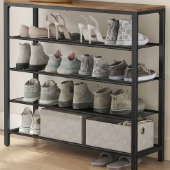 Schuhregal Brad 4 Fachböden - rustikal braun/schwarz