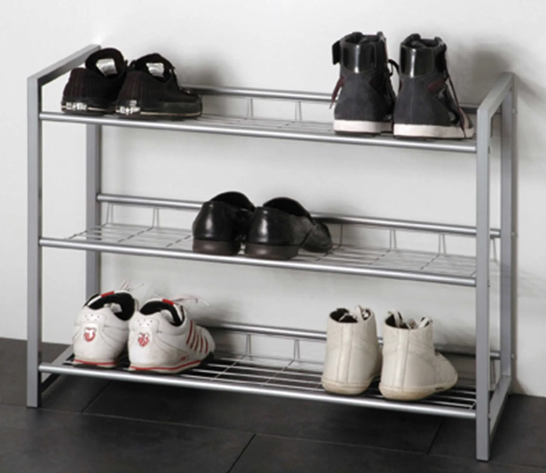 Schuhregal Leonore 80cm, 3 Fachböden - Aluminium