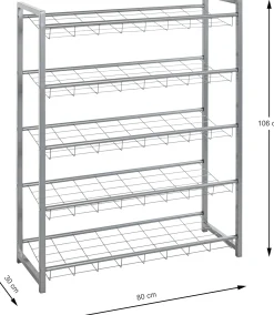 Schuhregal mit 5 Fächern | Metallrahmen | Farbe Aluminium