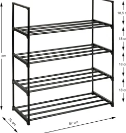 Schuhregal | 65 x 30 x 74 cm | Schwarz