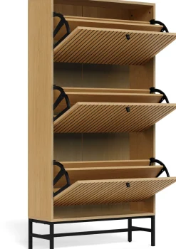 Schuhschrank Albany - 72x25x140cm - 3 Türen - Eiche Dekor