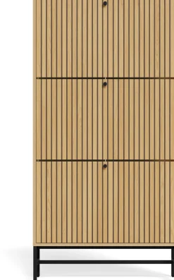 Schuhschrank Albany - 72x25x140cm - 3 Türen - Eiche Dekor