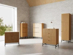 Schuhschrank Albany - 72x25x140cm - 3 Türen - Eiche Dekor