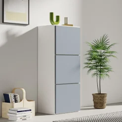 Schuhschrank Baylinn 3 Flügeltüren und 5 Einlegeböden-Celadon grau/weiß