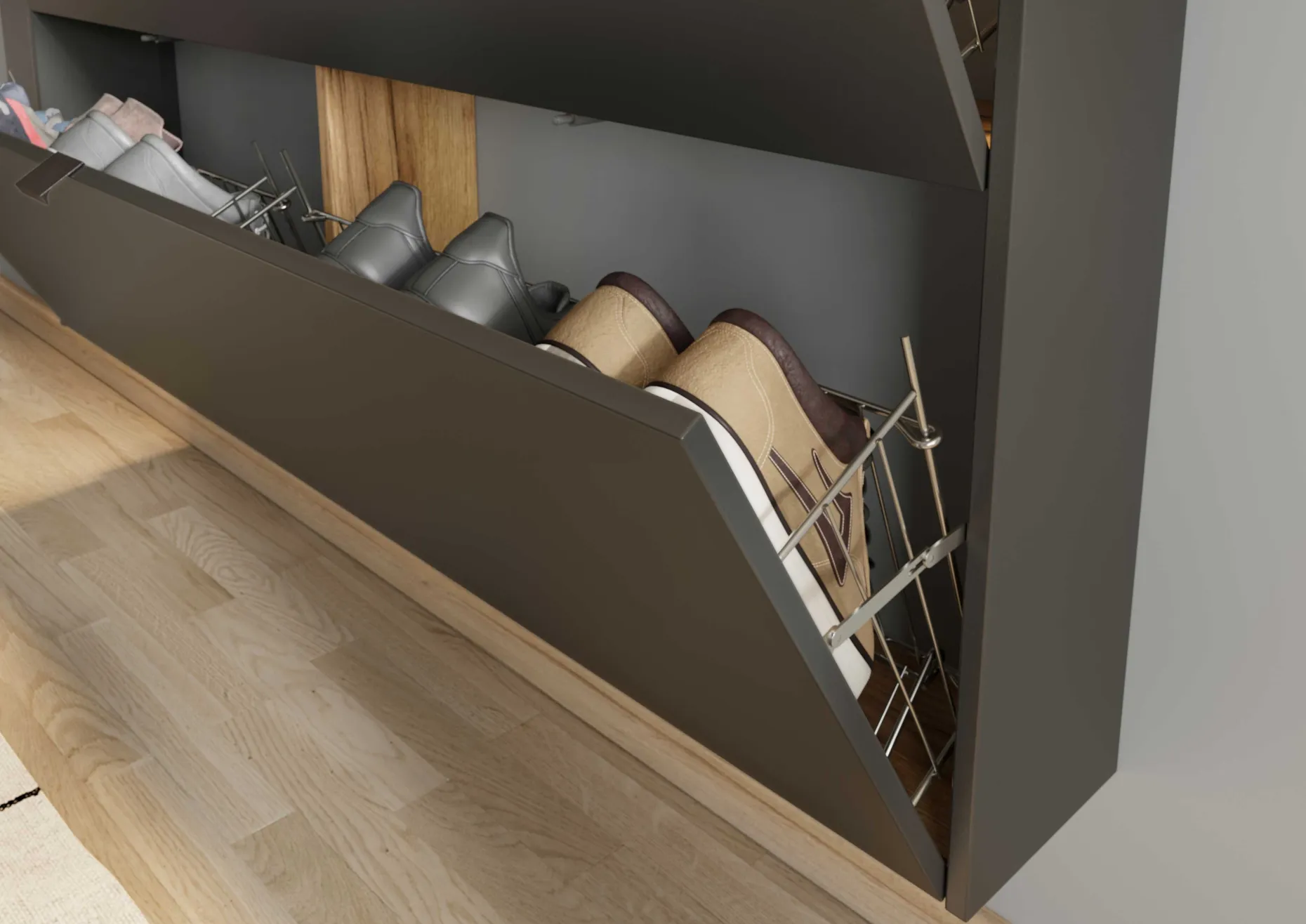Schuhschrank Elton | 140 x 19 x 85 cm | Graphitgrau Design