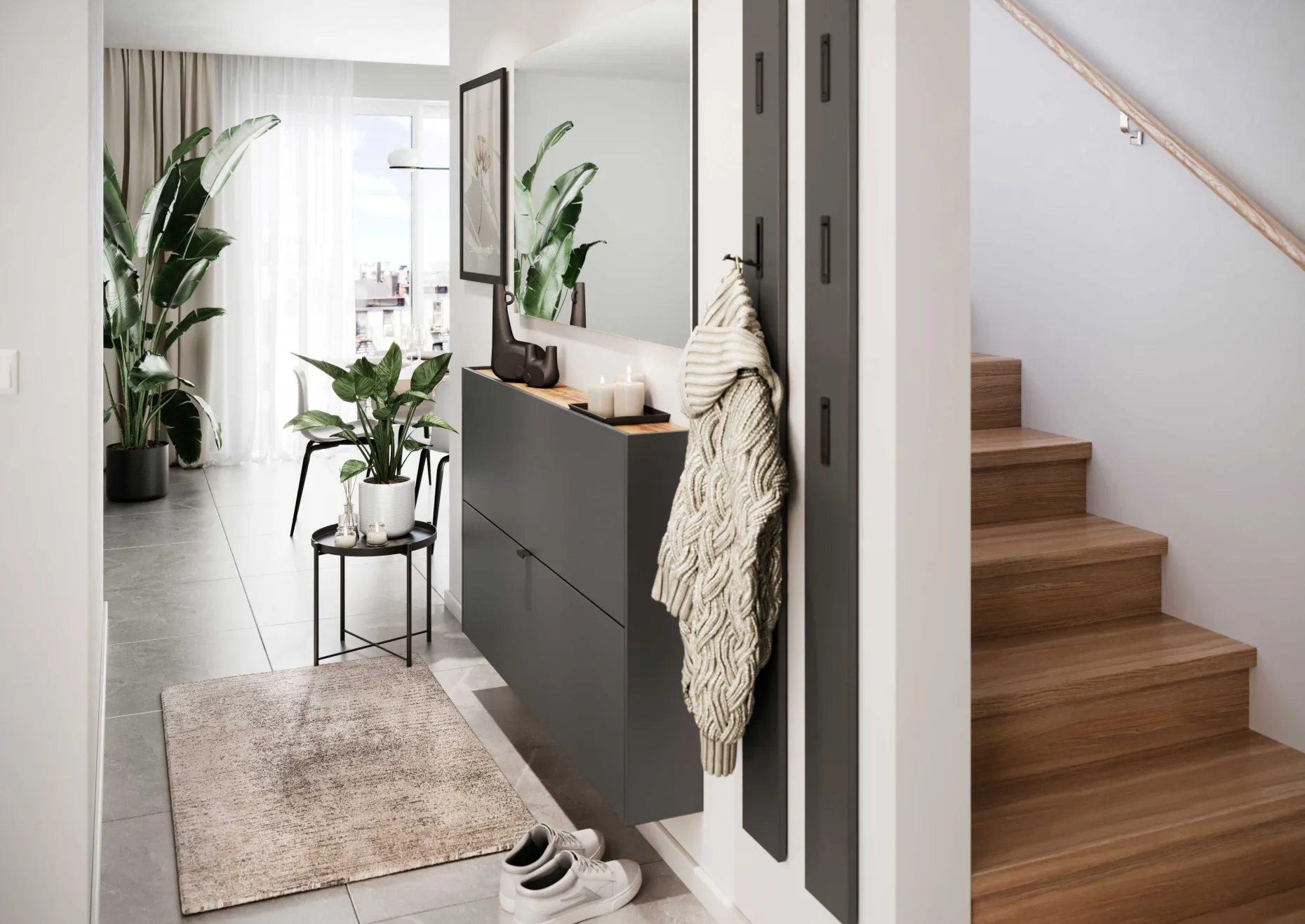 Schuhschrank Elton | 140 x 19 x 85 cm | Graphitgrau Design