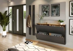 Schuhschrank Elton | 140 x 19 x 85 cm | Graphitgrau Design