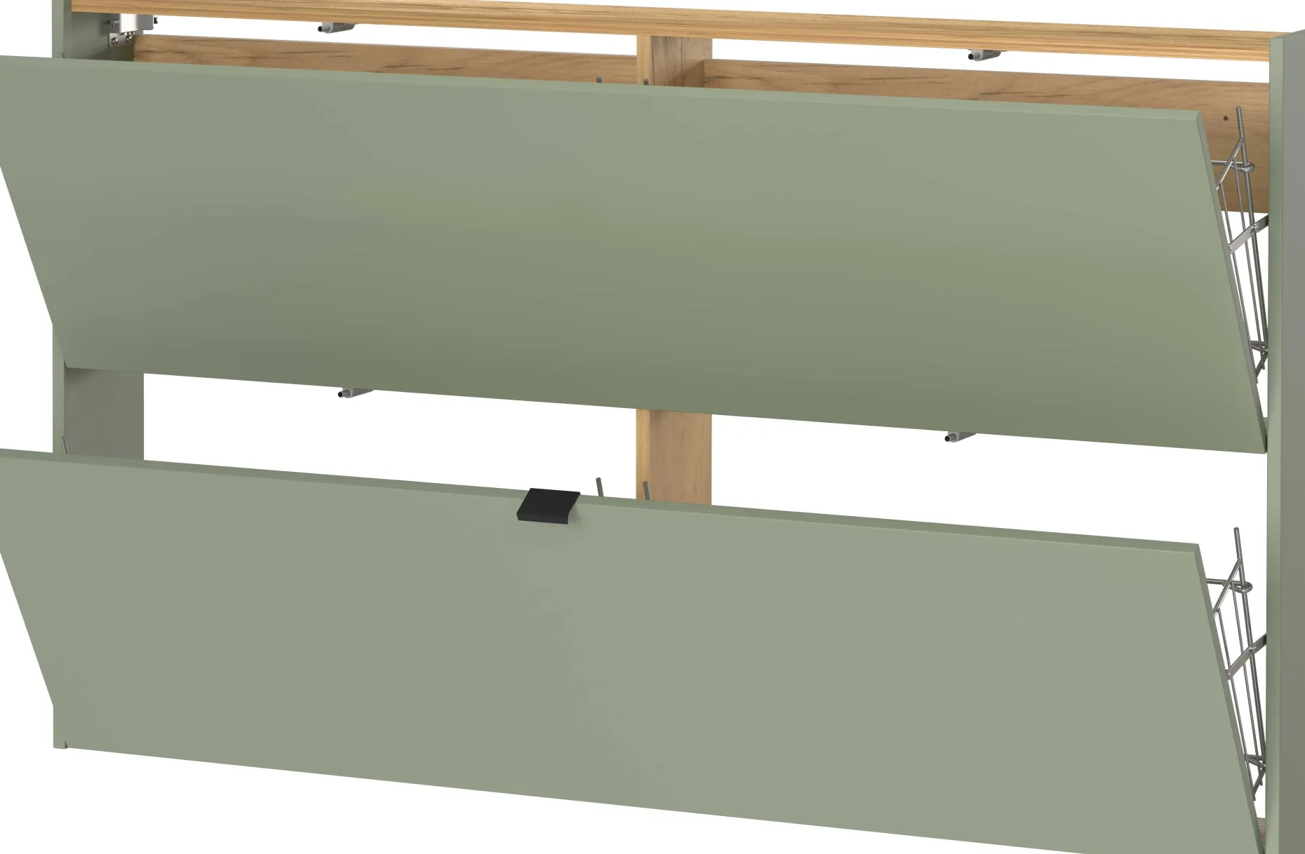 Schuhschrank Elton | 140 x 19 x 85 cm | Satingrünes Design