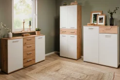 Schuhschrank Jakob 70cm 4 Türen und 1 Schublade - weiß/artisan oak